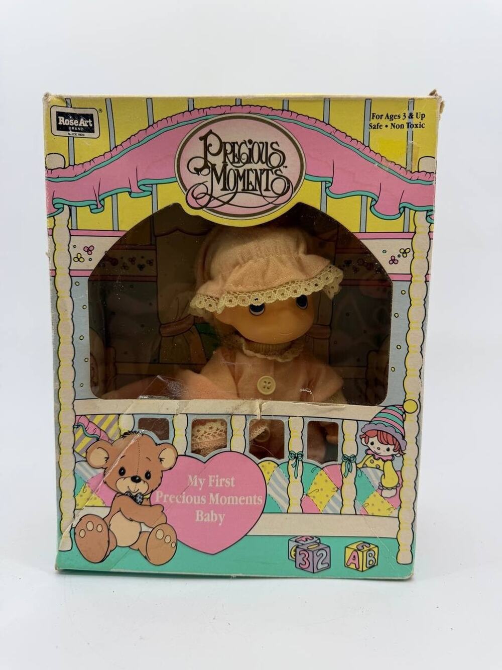 Precious Moments RoseArt 1992 My First Baby 6 in Vinyl Doll Box Vintage